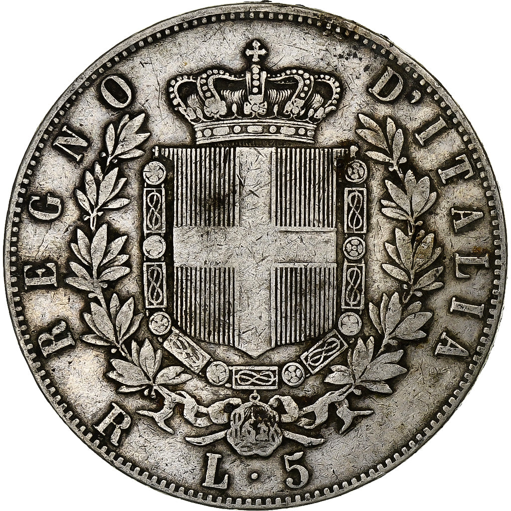 Italie, Vittorio Emanuele II, 5 Lire, 1875, Rome, Argent, TB, KM:8.4