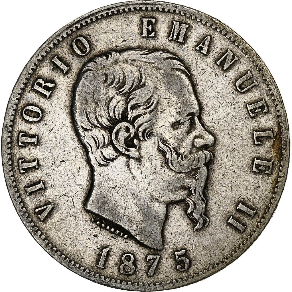 Italy, Vittorio Emanuele II, 5 Lire, 1875, Milan, Silver, VF(20-25), KM:8.3