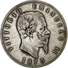 Italy, Vittorio Emanuele II, 5 Lire, 1875, Milan, Silver, VF(20-25), KM:8.3