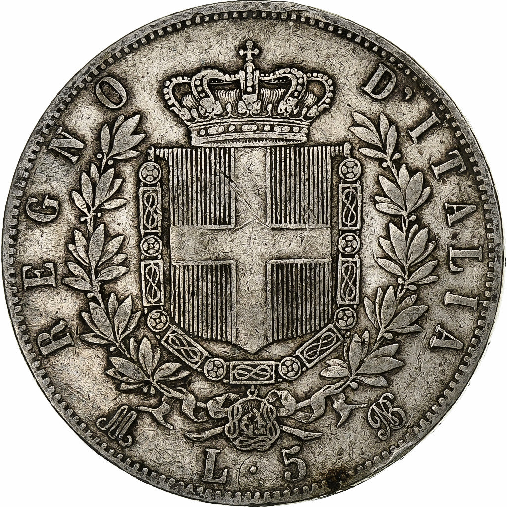 Italy, Vittorio Emanuele II, 5 Lire, 1875, Milan, Silver, VF(20-25), KM:8.3