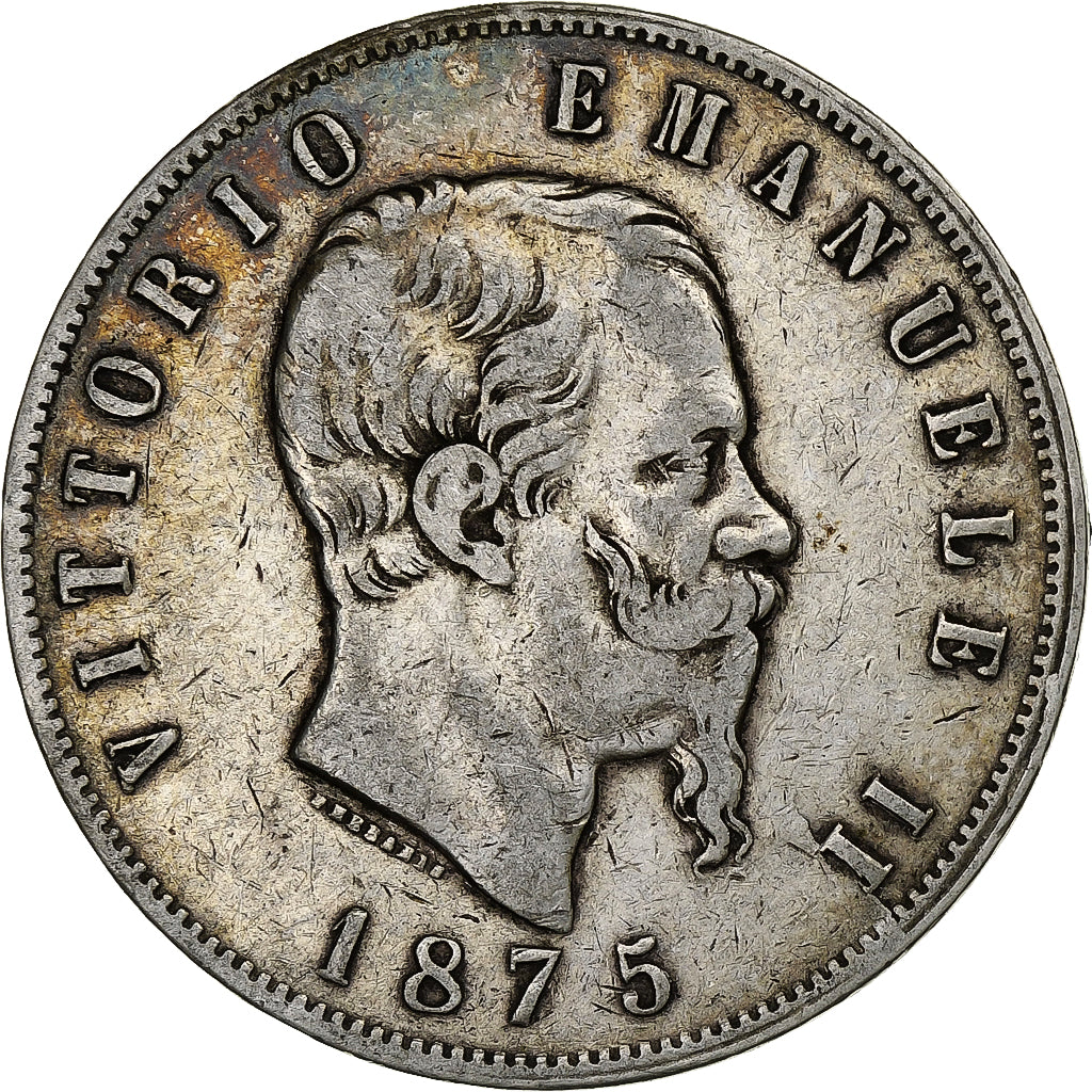 Italy, Vittorio Emanuele II, 5 Lire, 1875, Milan, Silver, VF(20-25), KM:8.3