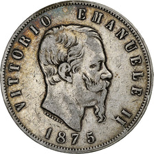 Italy, Vittorio Emanuele II, 5 Lire, 1875, Milan, Silver, VF(20-25), KM:8.3