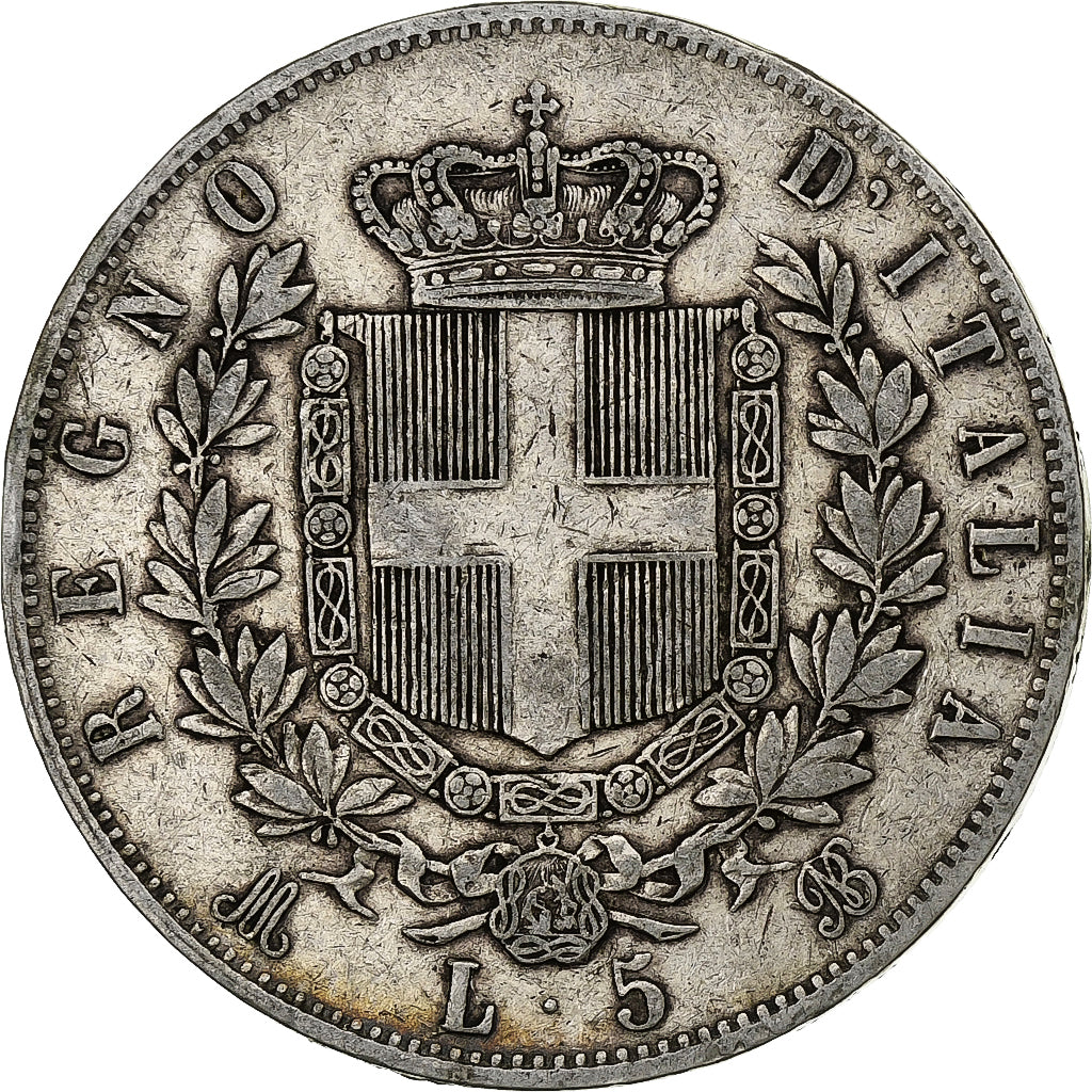 Italy, Vittorio Emanuele II, 5 Lire, 1875, Milan, Silver, VF(20-25), KM:8.3