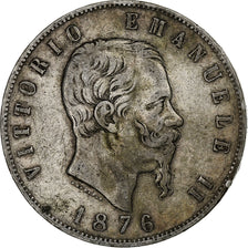 Italia, Vittorio Emanuele II, 5 Lire, 1876, Rome, Argento, MB+, KM:8.4