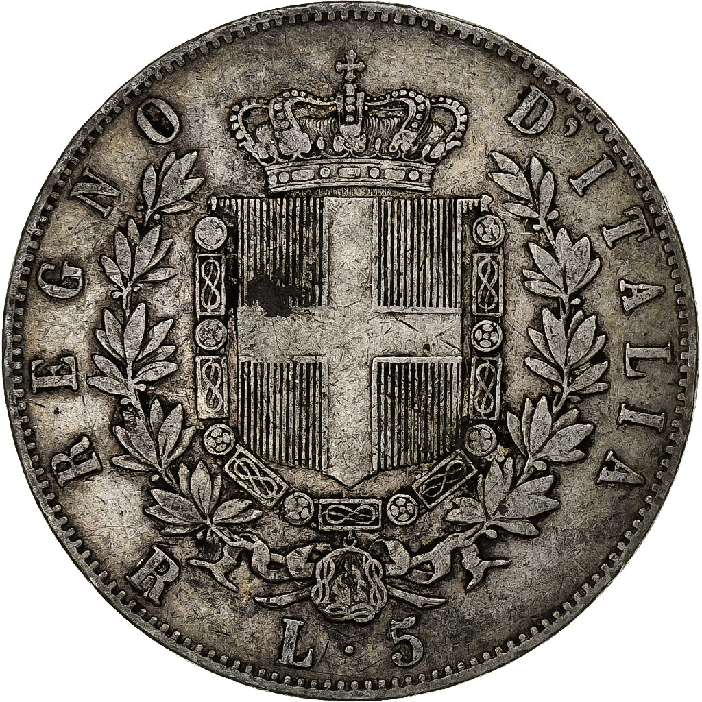 Italia, Vittorio Emanuele II, 5 Lire, 1876, Rome, Argento, MB+, KM:8.4