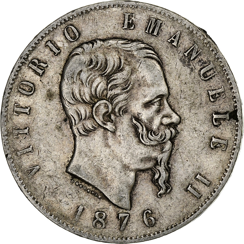 Italy, Vittorio Emanuele II, 5 Lire, 1876, Rome, Silver, VF(30-35), KM:8.4
