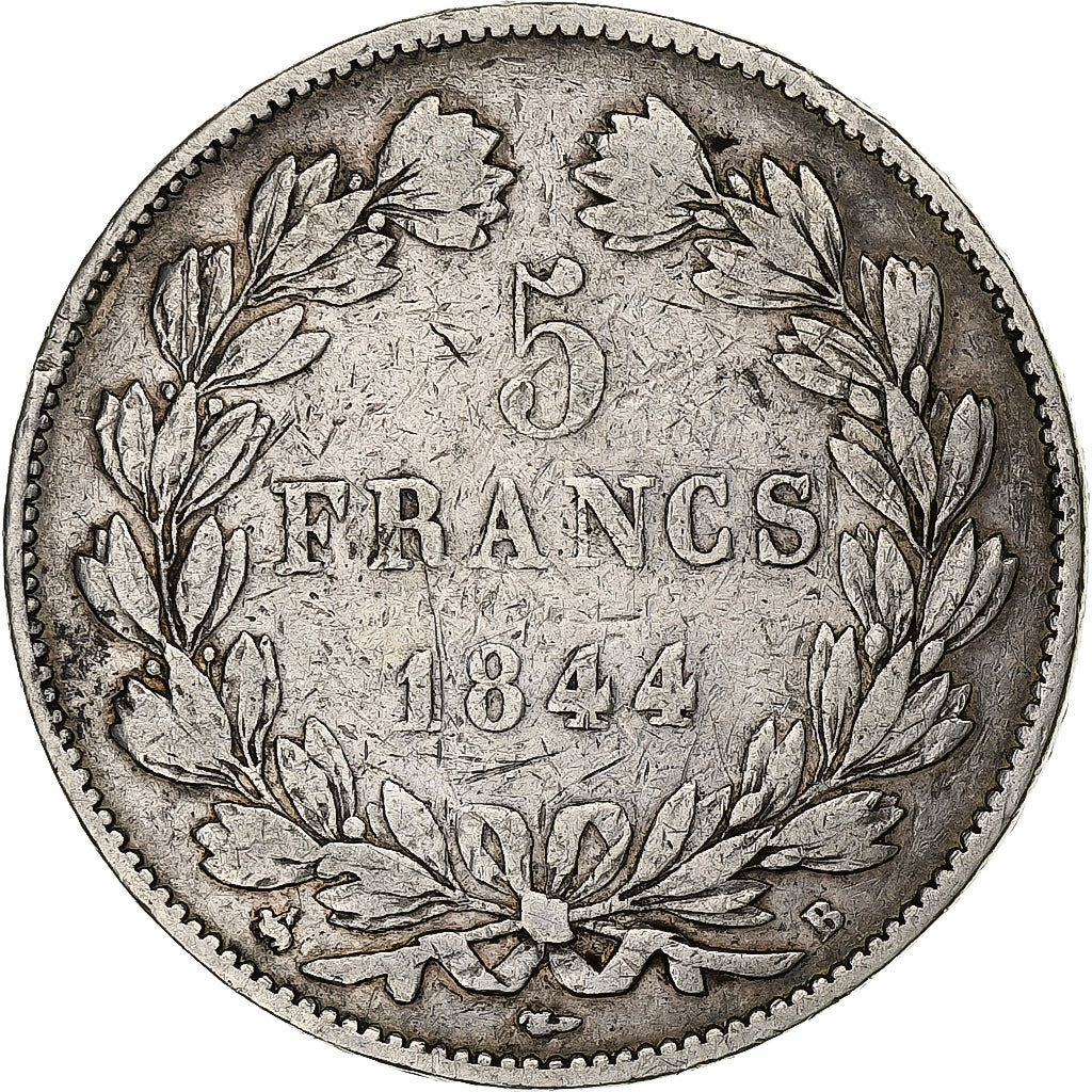 Frankrijk, 5 Francs, Louis-Philippe, 1844, Rouen, Zilver, FR, Gadoury:678a