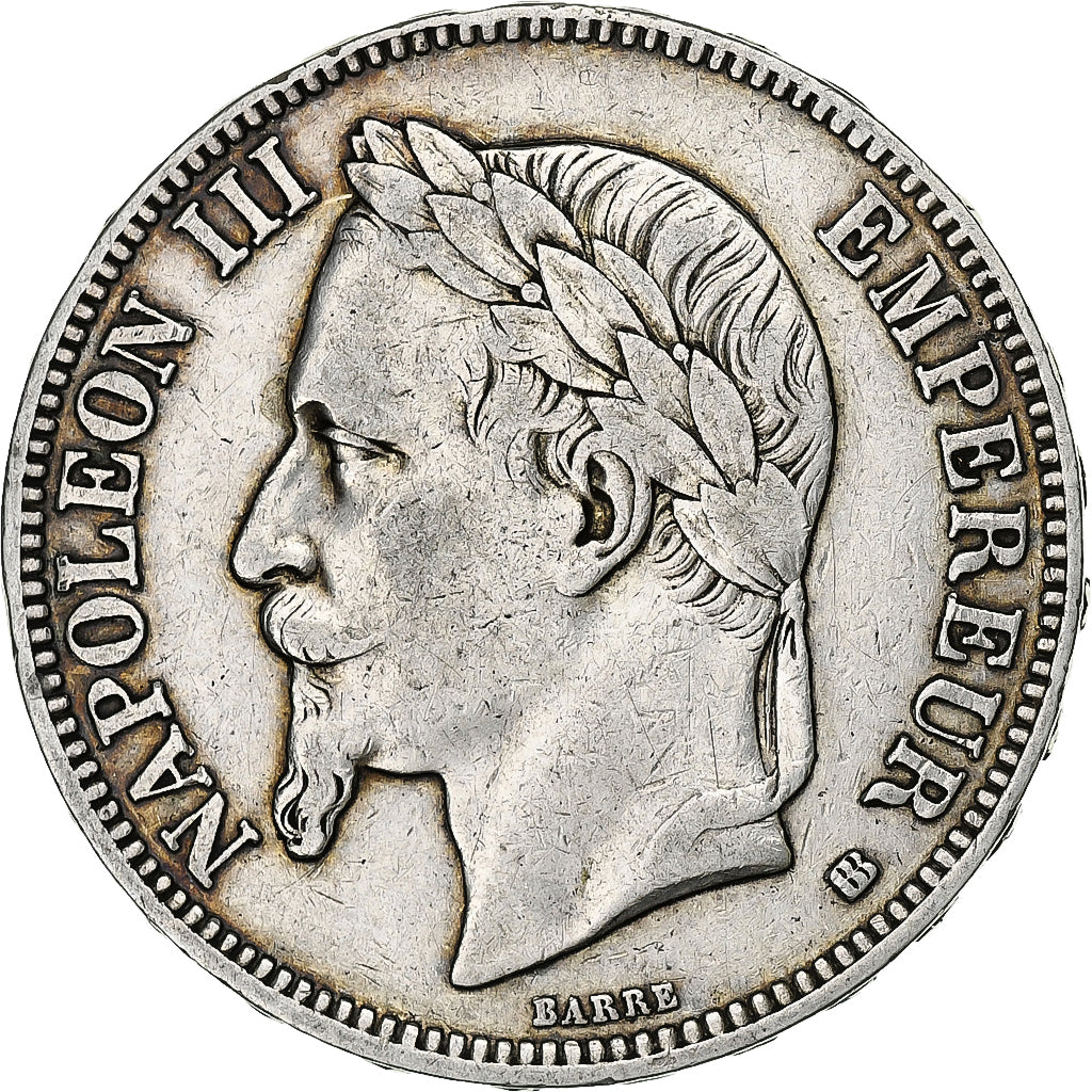 Frankrijk, Napoleon III, 5 Francs, 1868, Strasbourg, Zilver, FR+, Gadoury:739