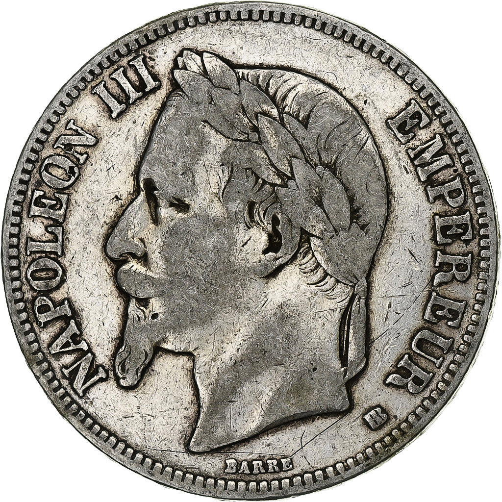 France, Napoléon III, 5 Francs, 1869, Strasbourg, Argent, TB, Gadoury:739