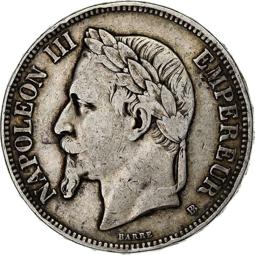 France, 5 Francs, Napoléon III, 1869, Strasbourg, Argent, TB+, Gadoury:739