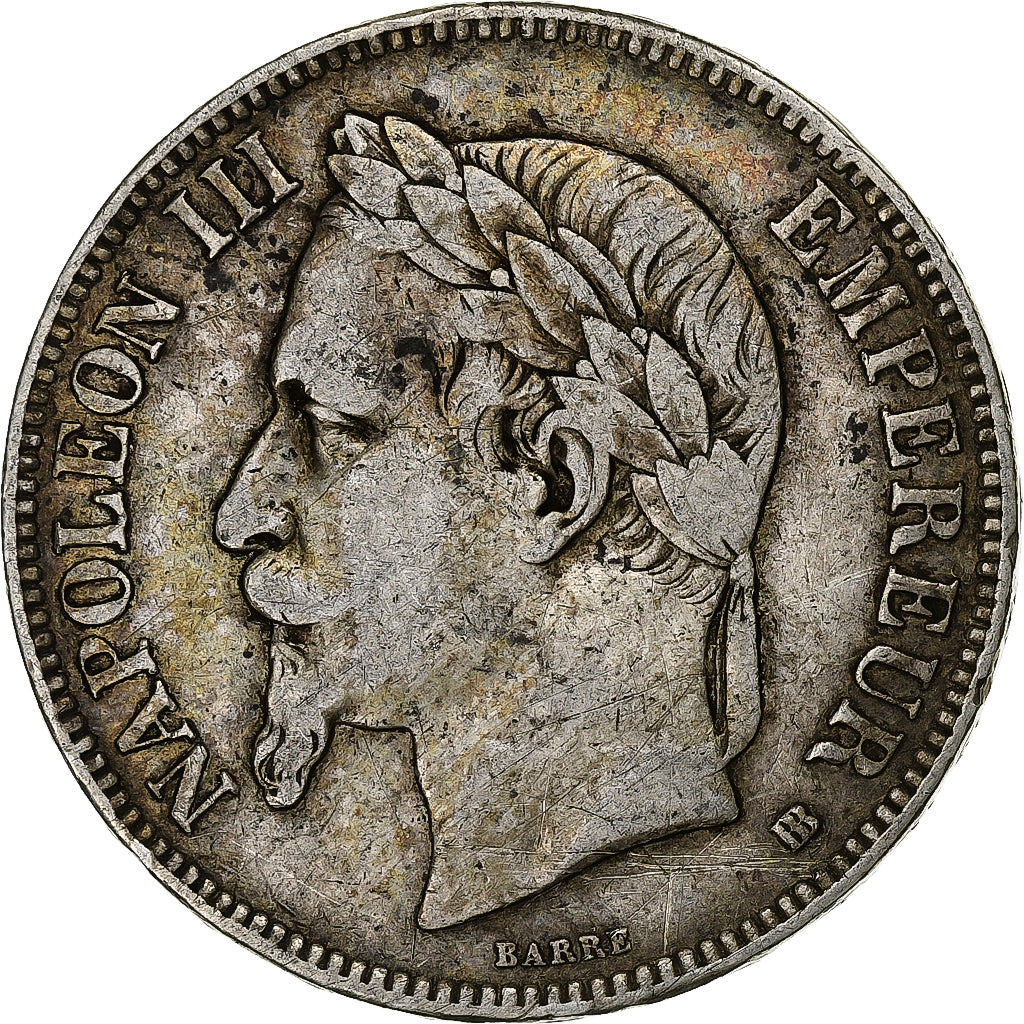 France, 5 Francs, Napoléon III, 1869, Strasbourg, Argent, TB+, Gadoury:739