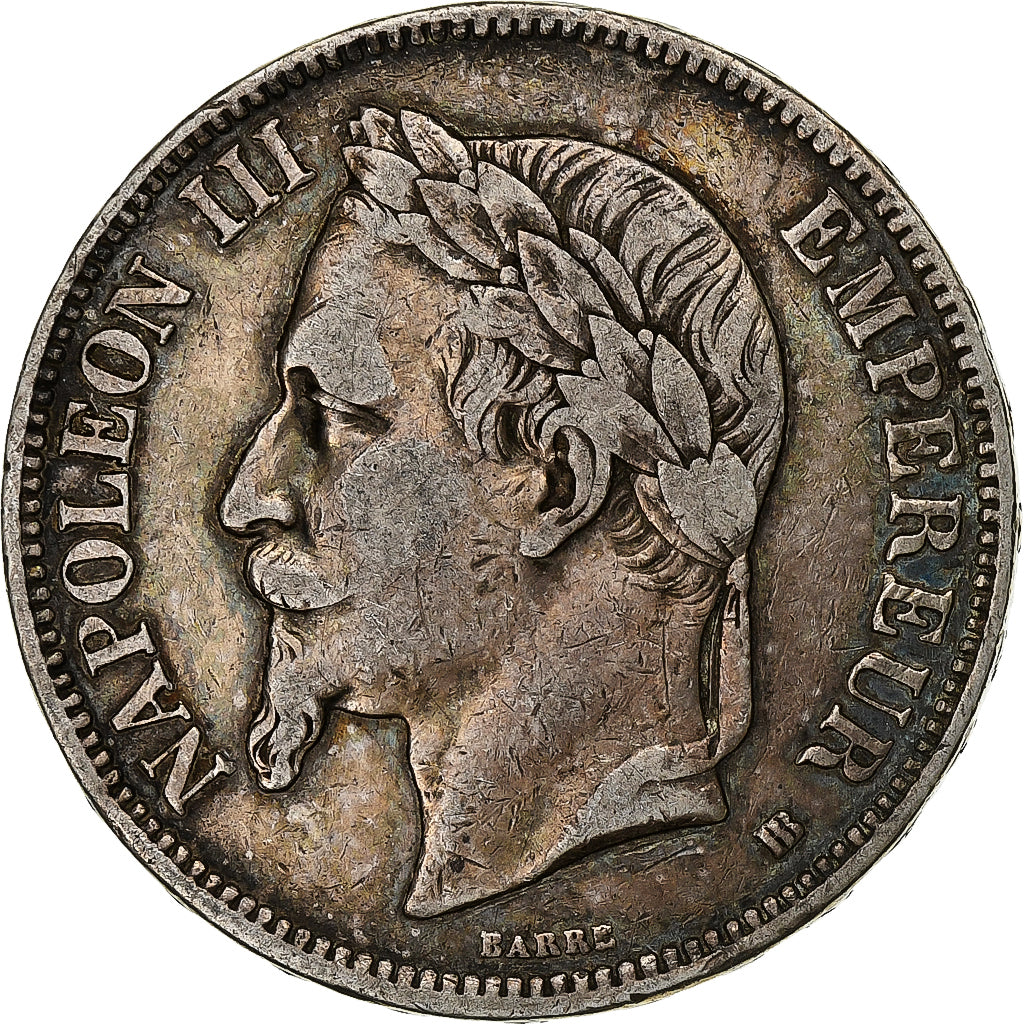 France, 5 Francs, Napoléon III, 1869, Strasbourg, Silver, VF(30-35)