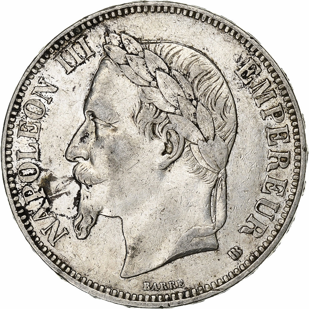 France, 5 Francs, Napoléon III, 1869, Strasbourg, Argent, TB+, Gadoury:739