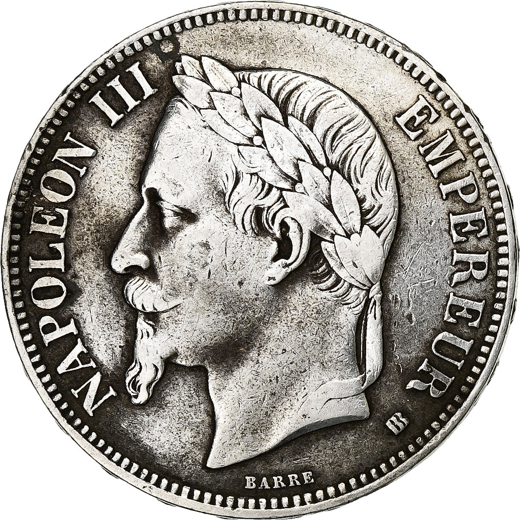 France, 5 Francs, Napoléon III, 1869, Strasbourg, Argent, TTB, Gadoury:739