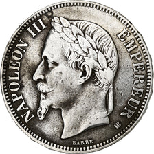 France, 5 Francs, Napoléon III, 1869, Strasbourg, Argent, TTB, Gadoury:739