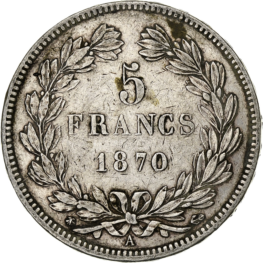 France, 5 Francs, Cérès, 1870, Paris, Silver, EF(40-45), Gadoury:742, Le