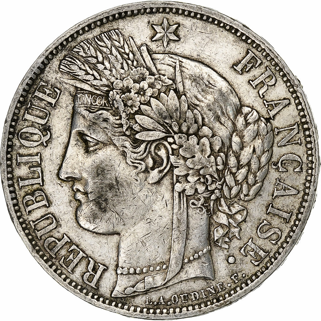France, 5 Francs, Cérès, 1870, Paris, Silver, EF(40-45), Gadoury:742, Le
