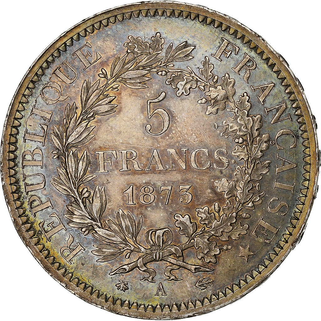 France, 5 Francs, Hercule, 1873, Paris, Silver, MS(60-62), Gadoury:745a