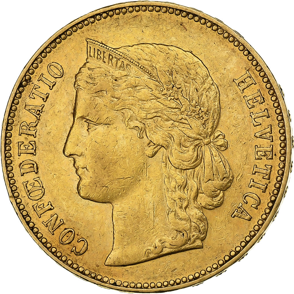 Svizzera, 20 Francs, 1896, Bern, Oro, BB, KM:31.3
