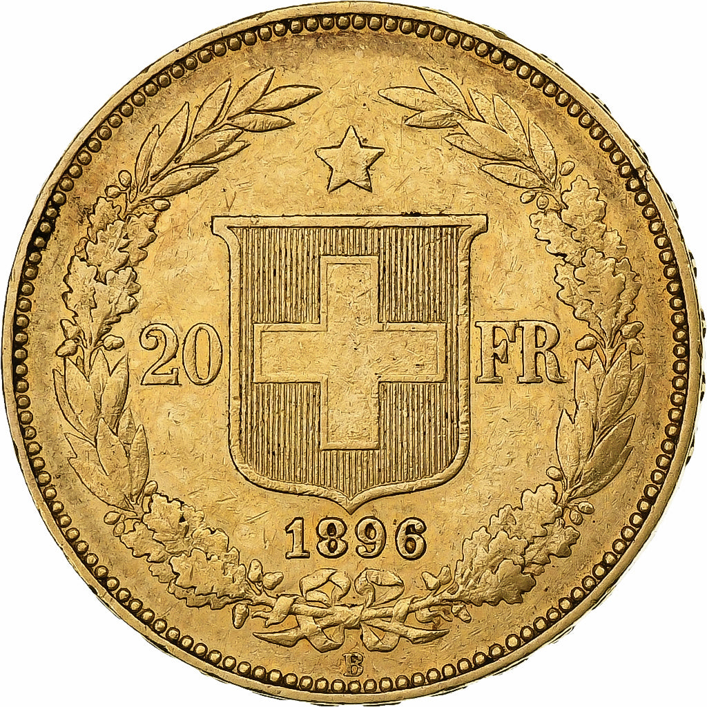Svizzera, 20 Francs, 1896, Bern, Oro, BB, KM:31.3