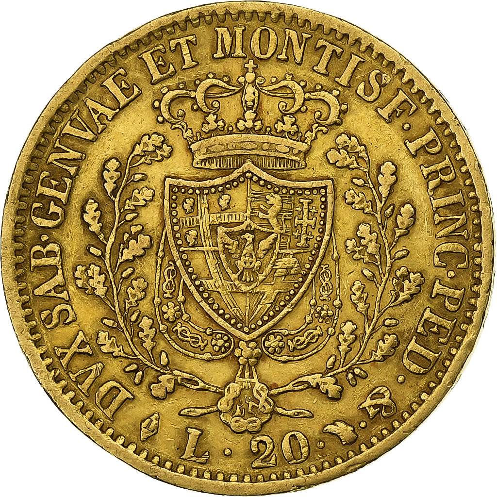 États italiens, SARDINIA, Carlo Felice, 20 Lire, 1827, Turin, Or, TTB, KM:118.1