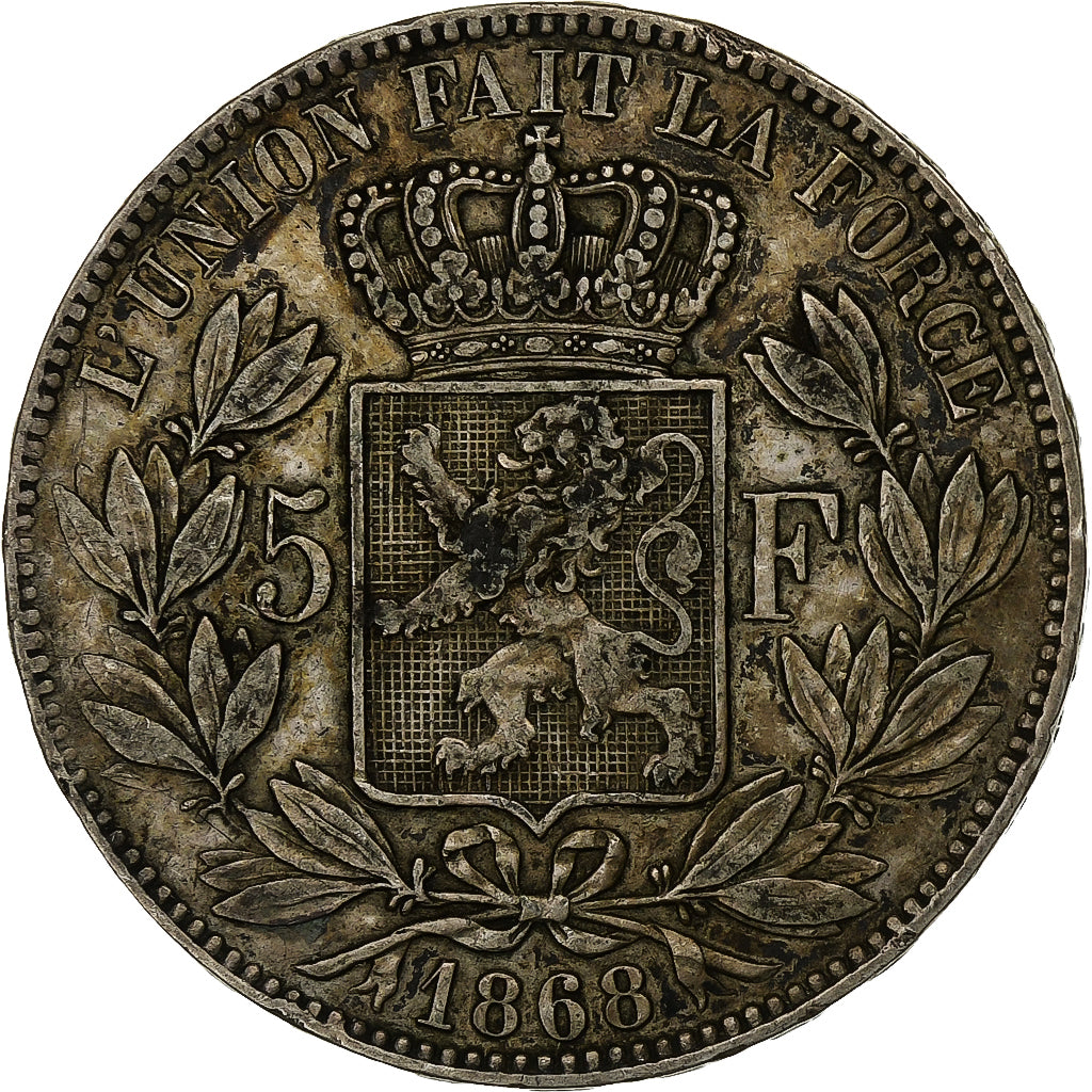 Belgium, Leopold II, 5 Francs, 5 Frank, 1868, Brussels, Silver, VF(30-35), KM:24