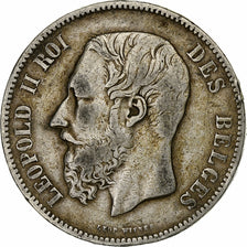 Belgium, Leopold II, 5 Francs, 5 Frank, 1869, Silver, VF(20-25), KM:24