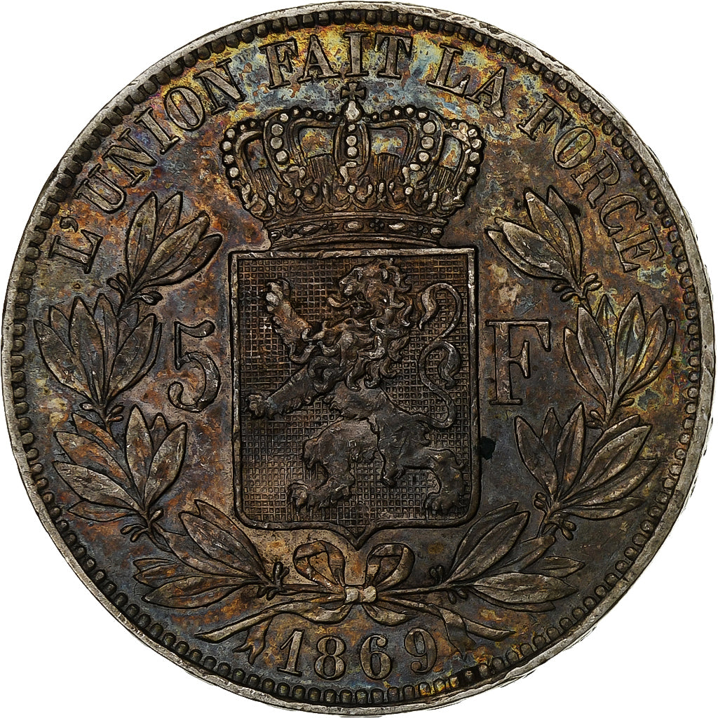 Belgium, Leopold II, 5 Francs, 5 Frank, 1869, Silver, VF(30-35), KM:24