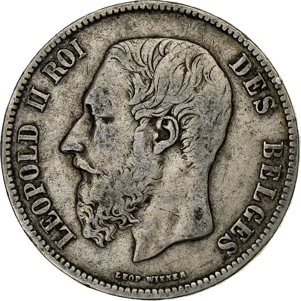 Belgium, Leopold II, 5 Francs, 5 Frank, 1870, Brussels, Silver, VF(20-25), KM:24