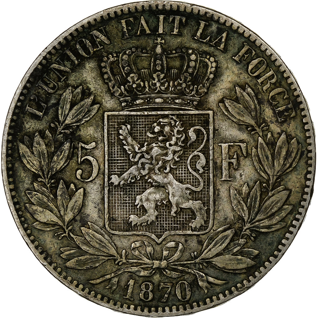 Belgio, Leopold II, 5 Francs, 5 Frank, 1870, Brussels, Argento, MB+, KM:24