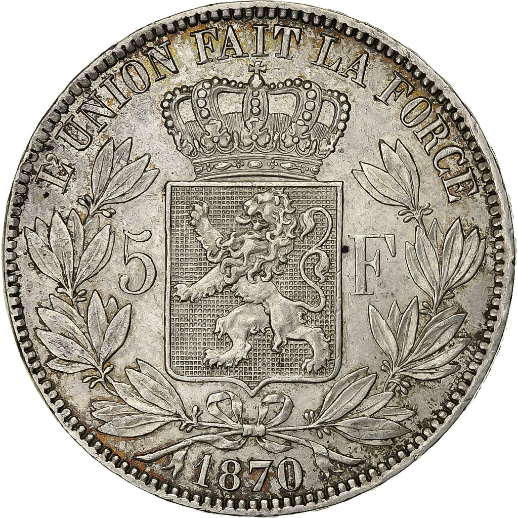 Belgique, Leopold II, 5 Francs, 5 Frank, 1870, Bruxelles, Argent, TTB+, KM:24