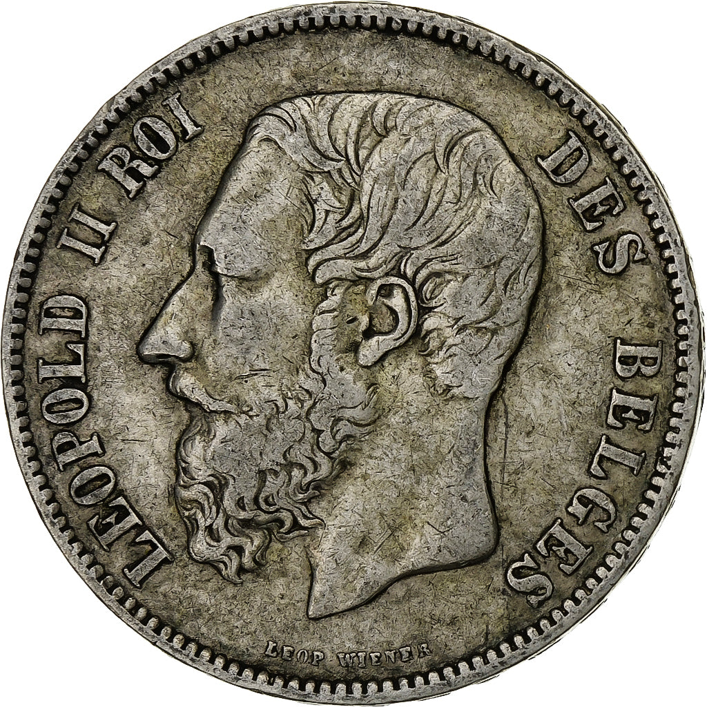 Belgium, Leopold II, 5 Francs, 5 Frank, 1875, Silver, VF(20-25), KM:24