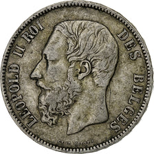 Belgium, Leopold II, 5 Francs, 5 Frank, 1875, Silver, VF(20-25), KM:24