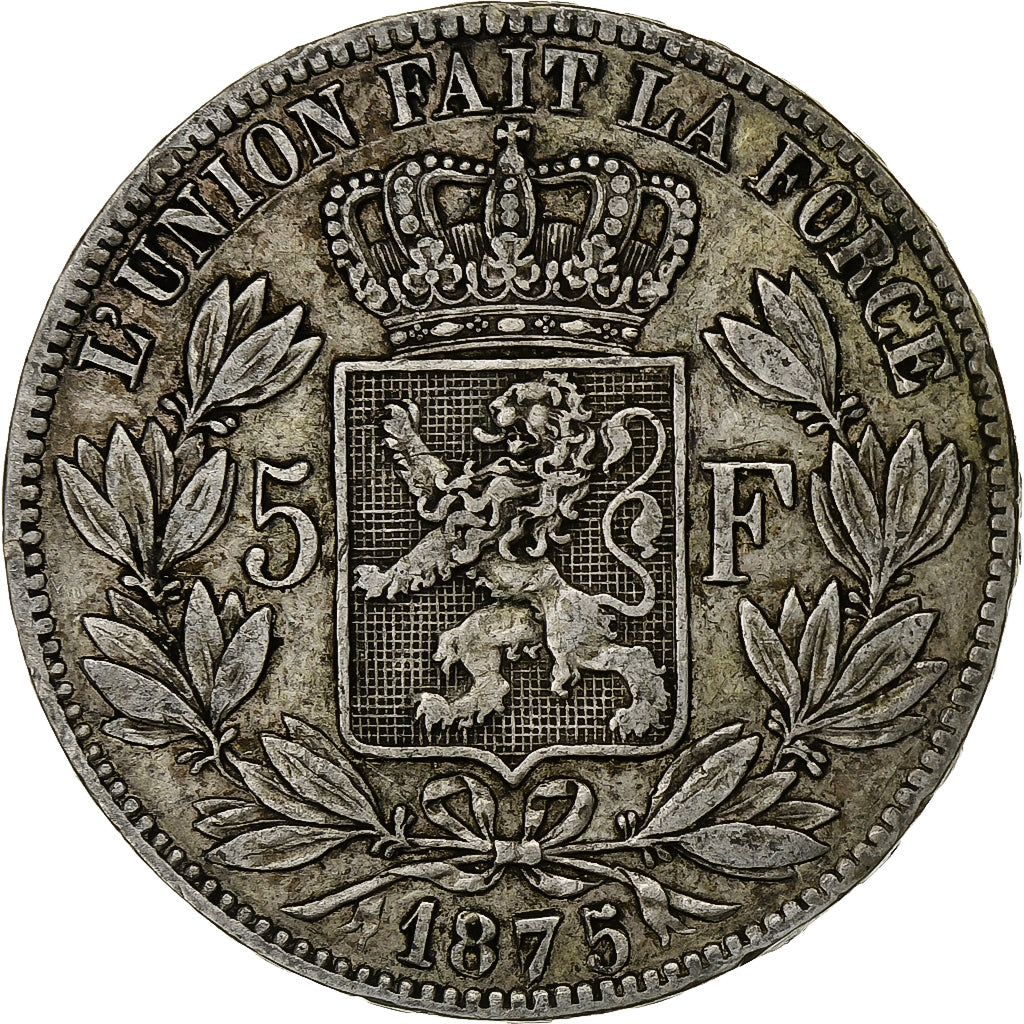 Belgium, Leopold II, 5 Francs, 5 Frank, 1875, Silver, VF(20-25), KM:24