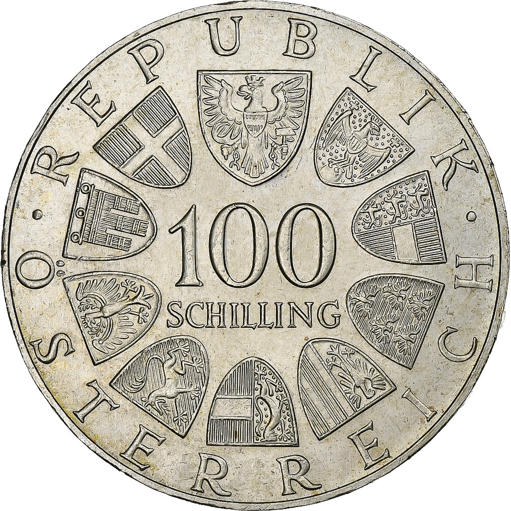 Áustria, 100 Schilling, 1979, Prata, MS(60-62), KM:2944