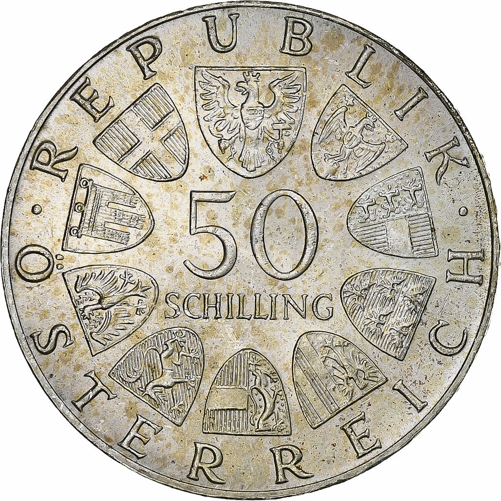 Áustria, 50 Schilling, 1974, Prata, AU(55-58), KM:2921