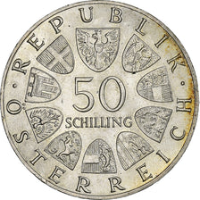 Áustria, 50 Schilling, 1965, Prata, AU(55-58)