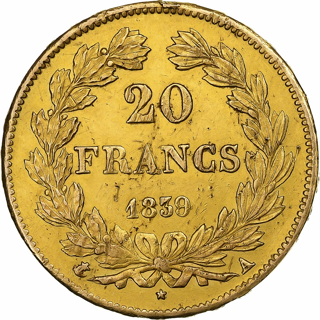 Francia, 20 Francs, Louis-Philippe, 1839, Paris, Oro, BB+, Gadoury:1031