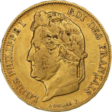 Francja, 20 Francs, Louis-Philippe, 1841, Paris, Złoto, VF(30-35)