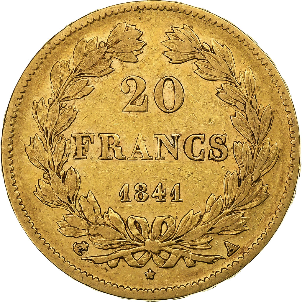 Francja, 20 Francs, Louis-Philippe, 1841, Paris, Złoto, VF(30-35)