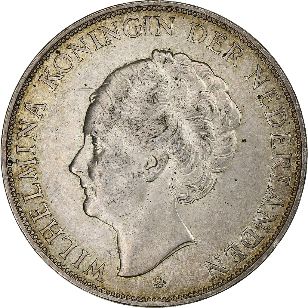 Netherlands, Wilhelmina I, 2-1/2 Gulden, 1938, Silver, MS(63), KM:165