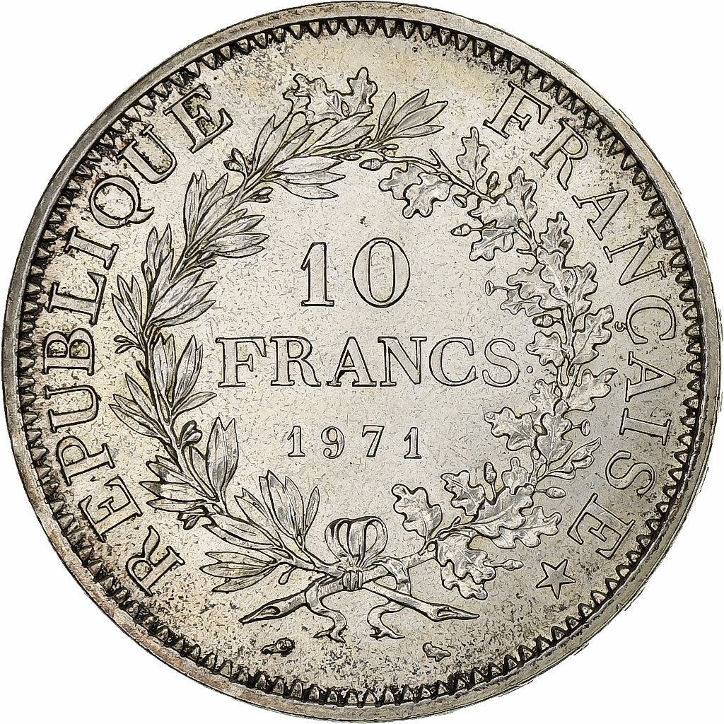 France, 10 Francs, Hercule, 1971, Paris, Silver, MS(60-62), KM:932