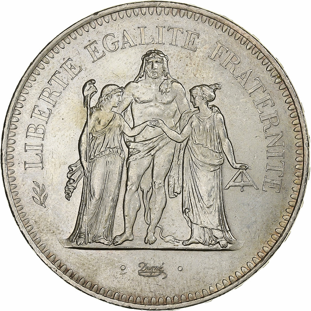 France, 50 Francs, Hercule, 1975, Paris, Silver, MS(63), Gadoury:882, KM:941.1
