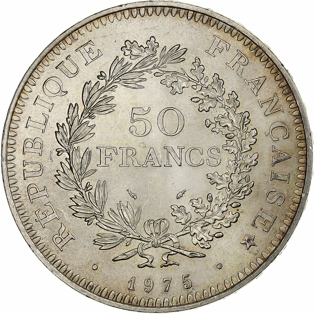 France, 50 Francs, Hercule, 1975, Paris, Silver, MS(63), Gadoury:882, KM:941.1