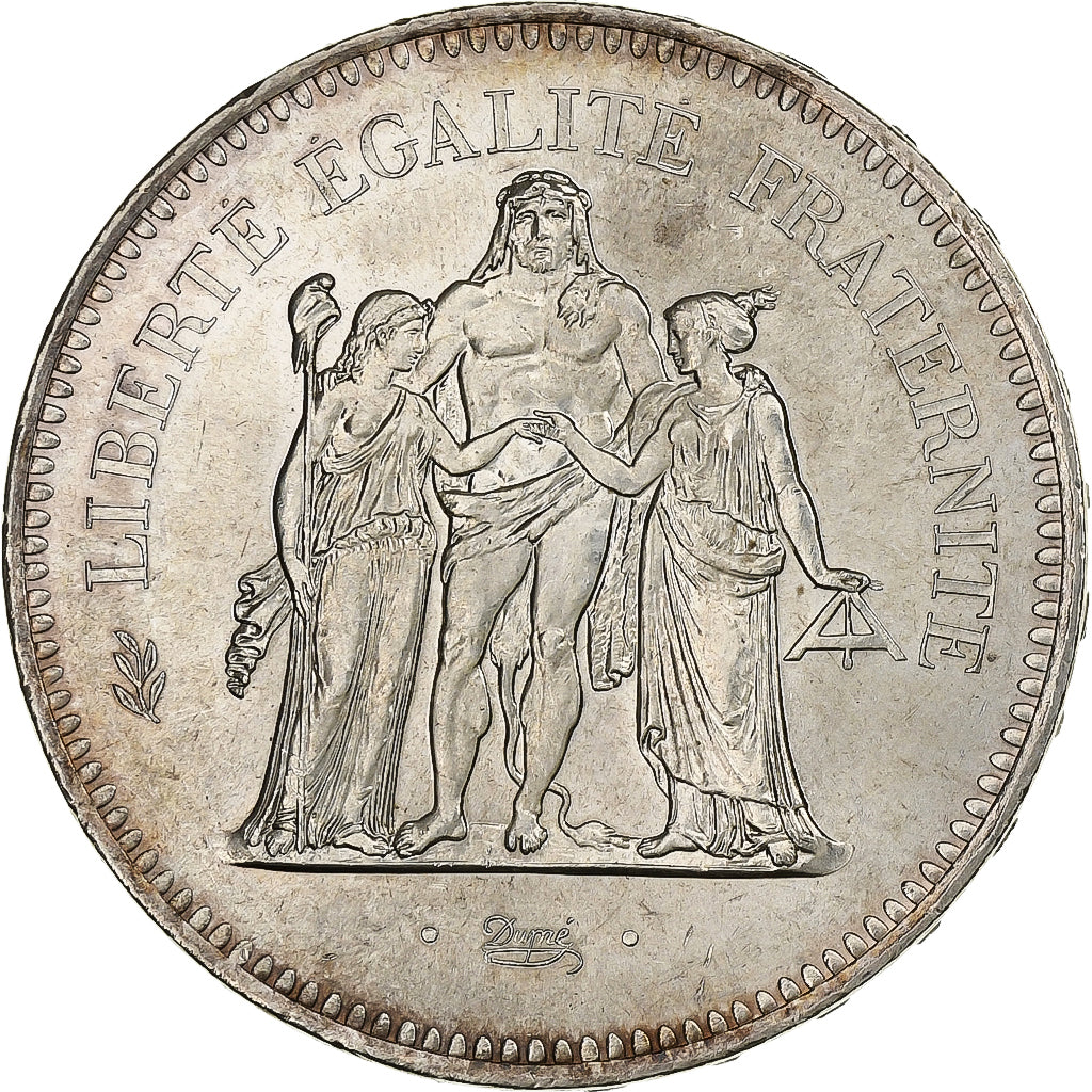 France, 50 Francs, Hercule, 1976, Paris, Silver, MS(63), Gadoury:882, KM:941.1