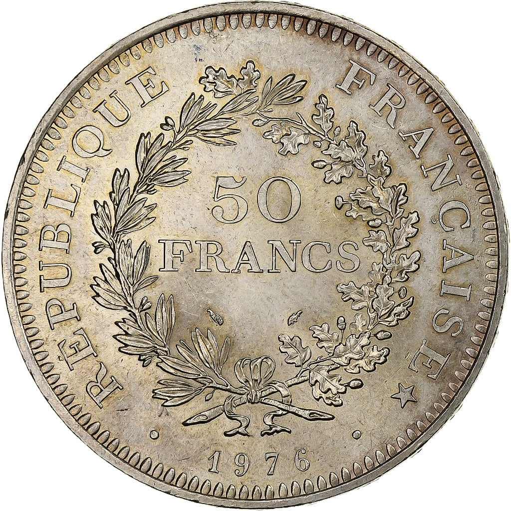 France, 50 Francs, Hercule, 1976, Paris, Silver, MS(63), Gadoury:882, KM:941.1