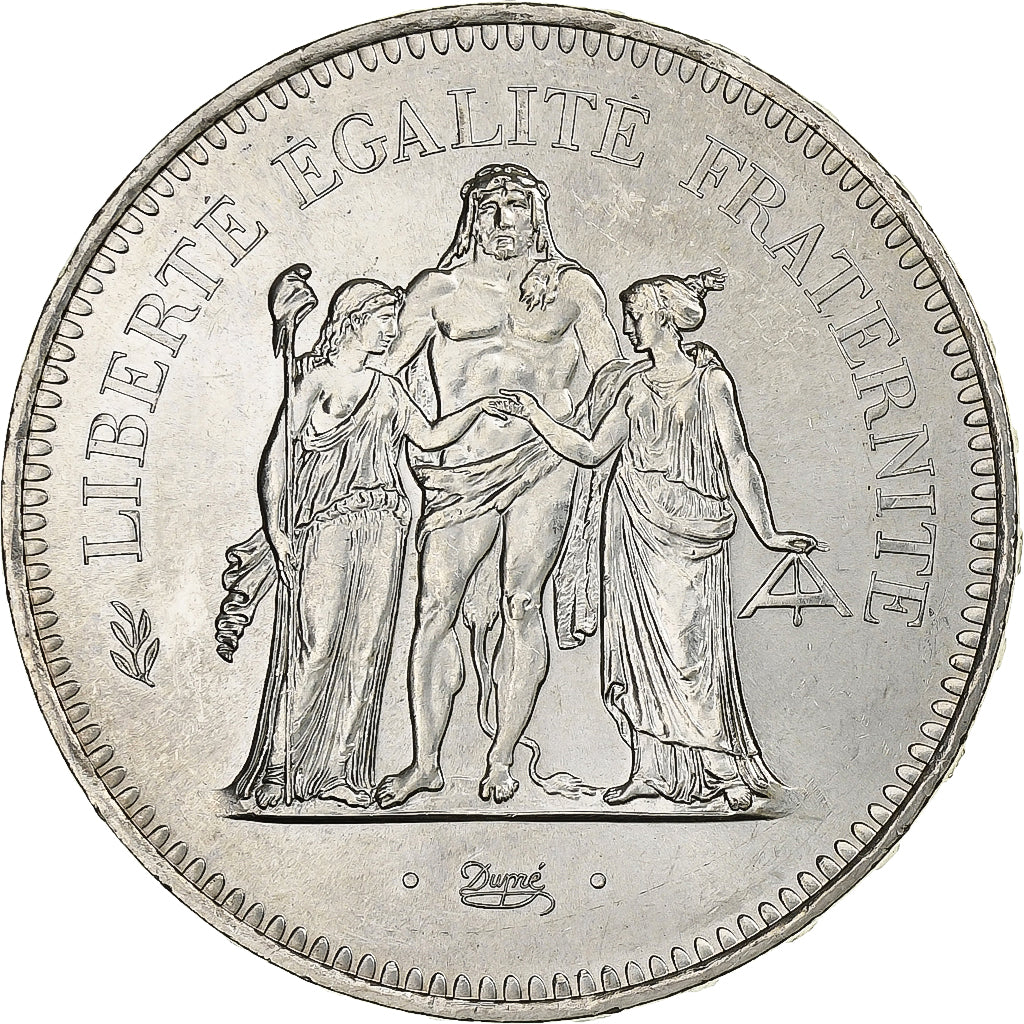 France, 50 Francs, Hercule, 1977, Paris, Silver, MS(63), Gadoury:882, KM:941.1