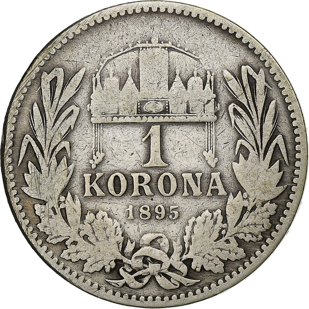 Hungría, Franz Joseph I, Korona, 1895, Kormoczbanya, Plata, BC, KM:484
