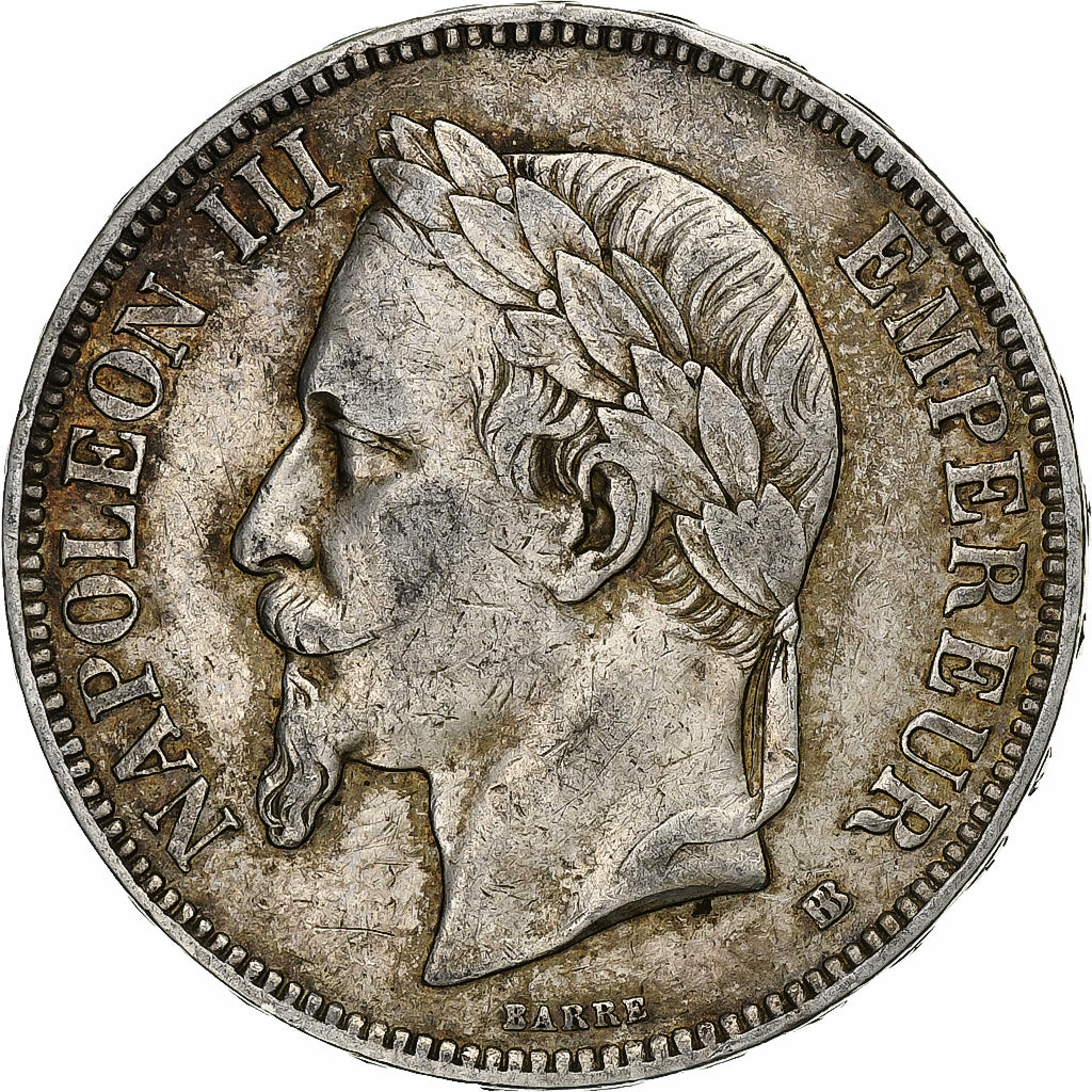 France, 5 Francs, Napoléon III, 1868, Strasbourg, Silver, EF(40-45)