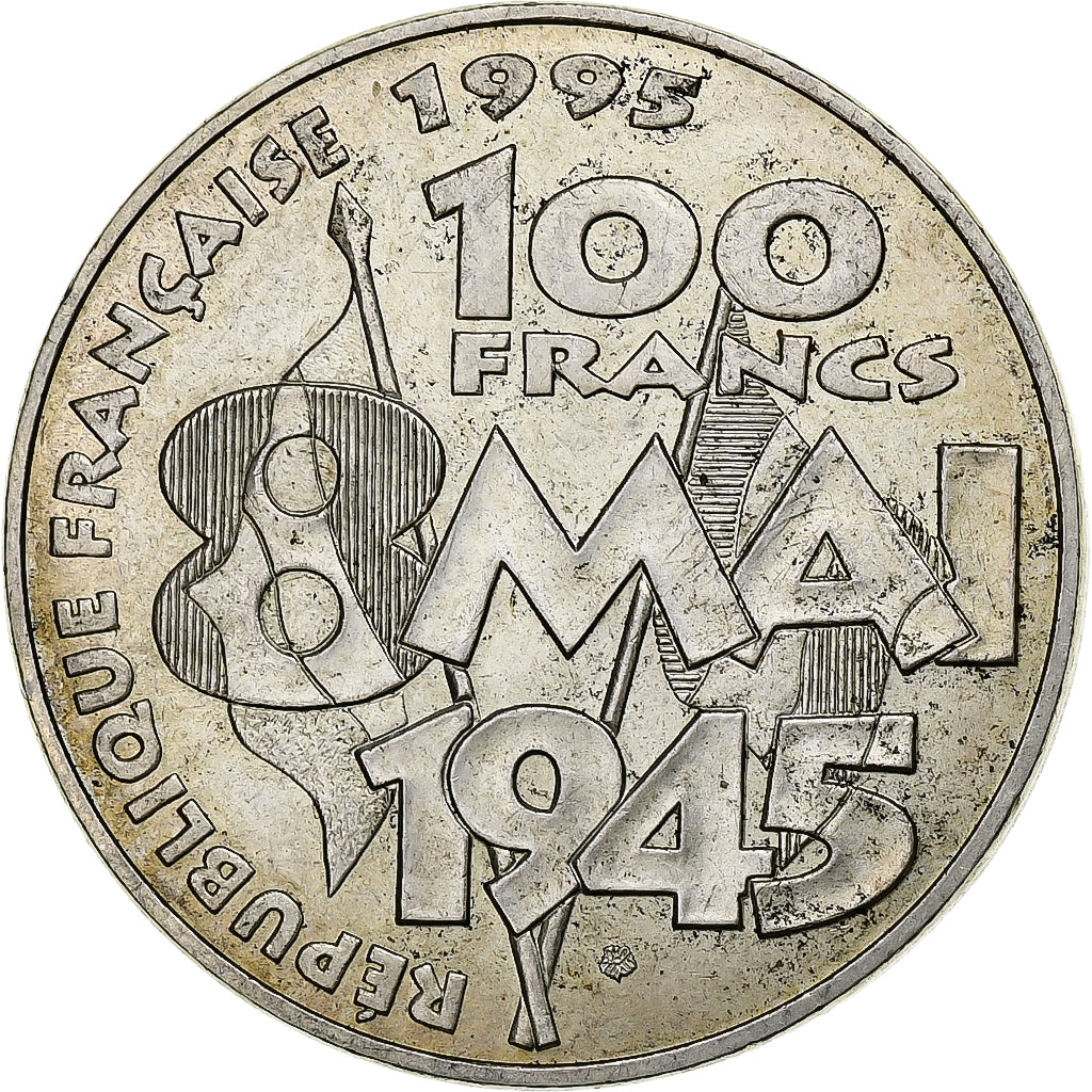 France, 100 Francs, 8 mai 1945, 1995, Silver, AU(55-58), Gadoury:952, KM:1116.1